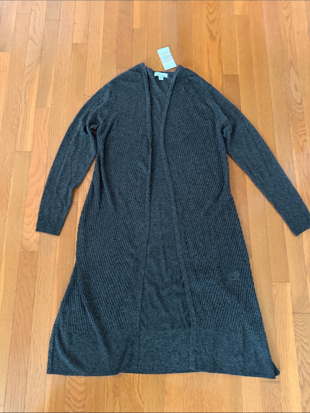 Evereve Dark Charcoal Long Open-Front Cardigan